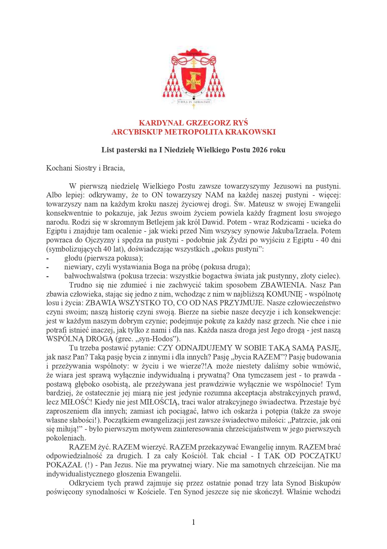 Zal. nr 2 List na I Niedziele Wielkiego Postu 2026 1 page 0001
